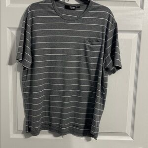 Murano Liquid Luxury Grey and White Striped Tee XL